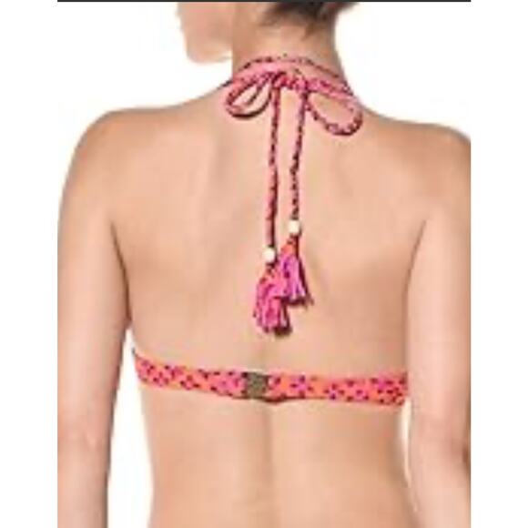 Nanette Lepore NWT Women's Bikini Wired Top Tassels Colorful Artsy Print Size L - Picture 2 of 11